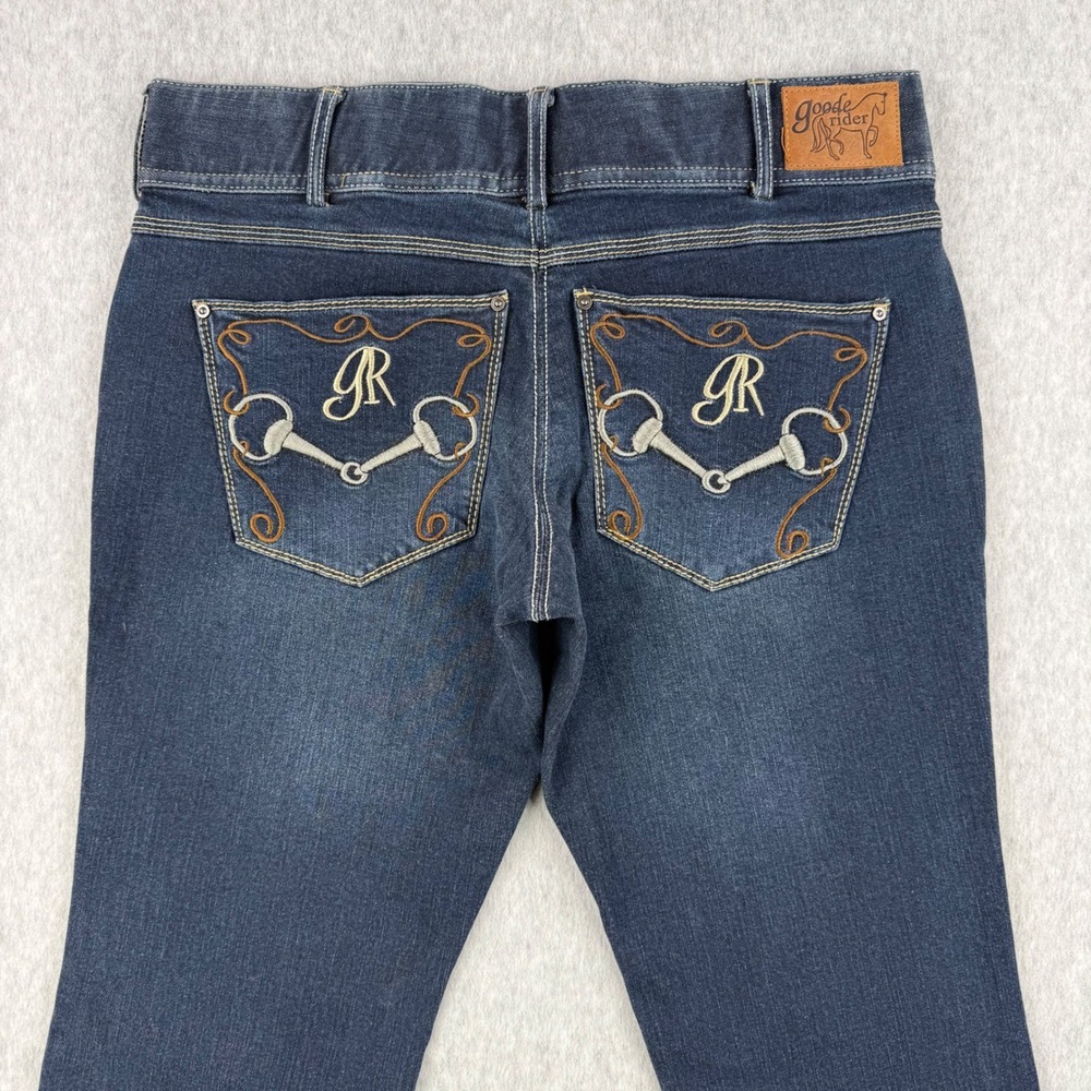 Goode Rider Equestrian Jeans Womens 32 Blue Denim Bootcut Breeches Riding - Picture 6 of 13
